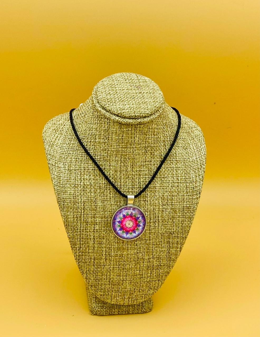 Family Mandala Glass-fronted Pendant Necklace