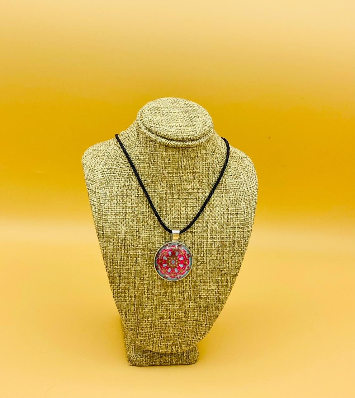 Gratitude Mandala Glass-fronted Pendant Necklace
