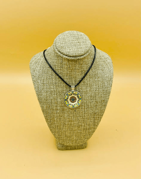 Gratitude Glass fronted Mandala Pendant Necklace