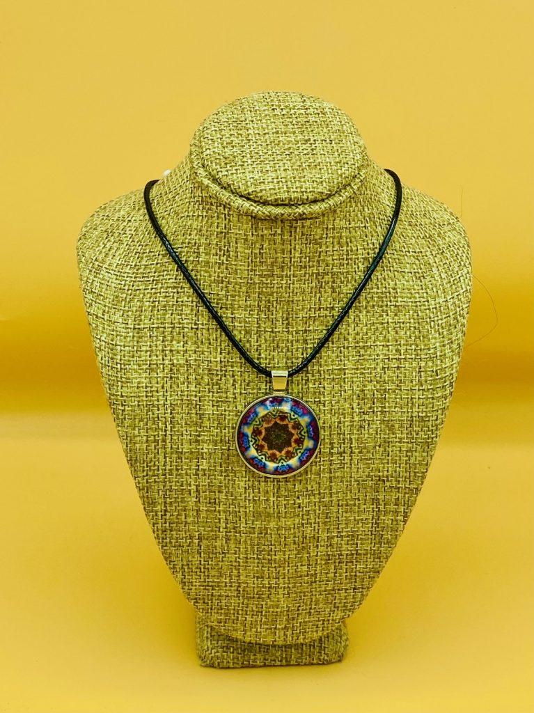 Courage Glass fronted Mandala Pendant Necklace