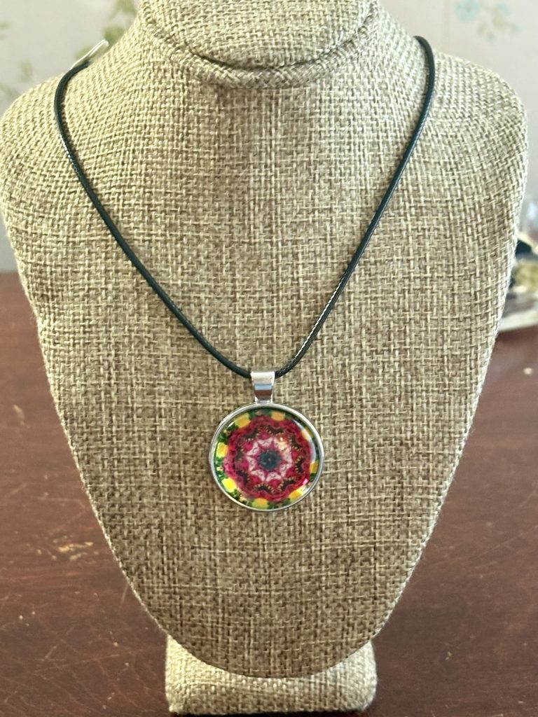 Good Fortune Glass fronted Mandala Pendant Necklace